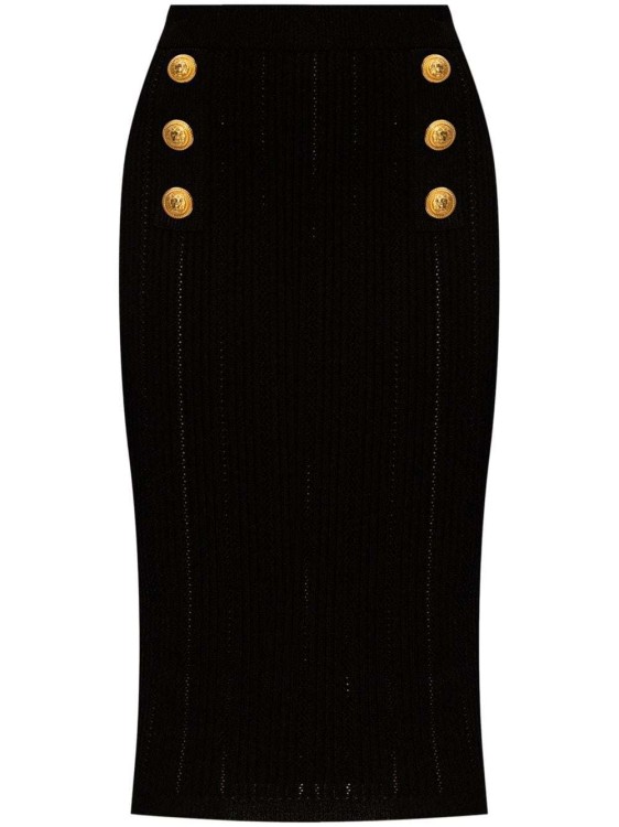 Shop Balmain Knitted Midi Knitwear Skirt In Black