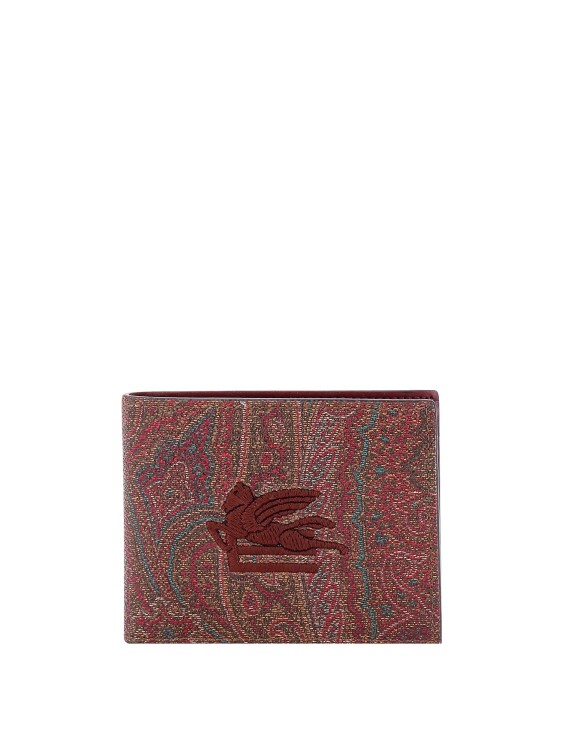 Shop Etro Pailsey Fabric Wallet With Cube Logo In Brown