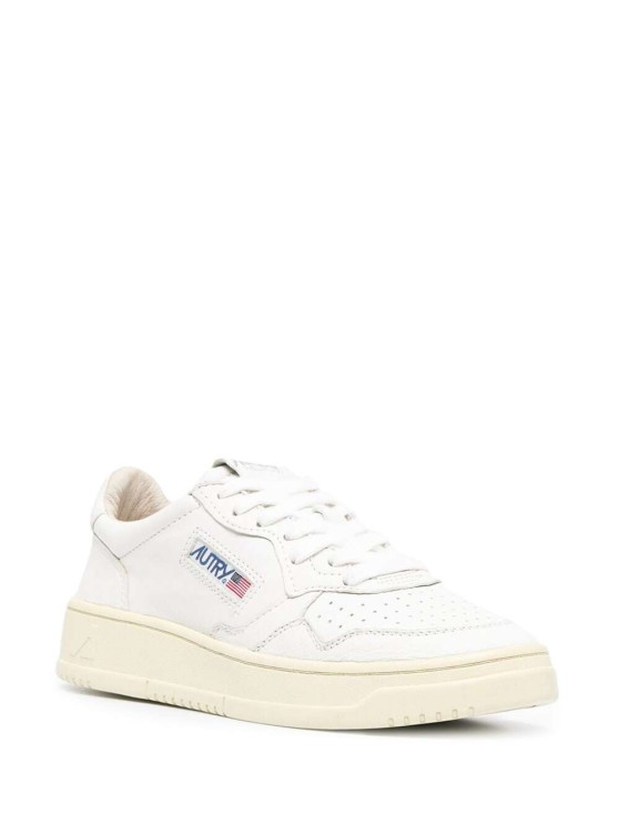 Shop Autry White Leather Sneakers With Logo Woman