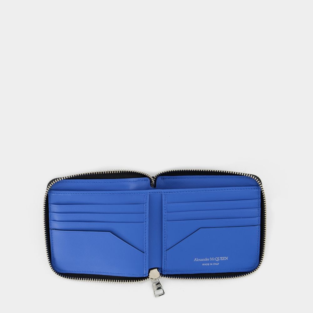 Alexander Mcqueen Zip Around Billfold Wallet - Black - Leather In Black