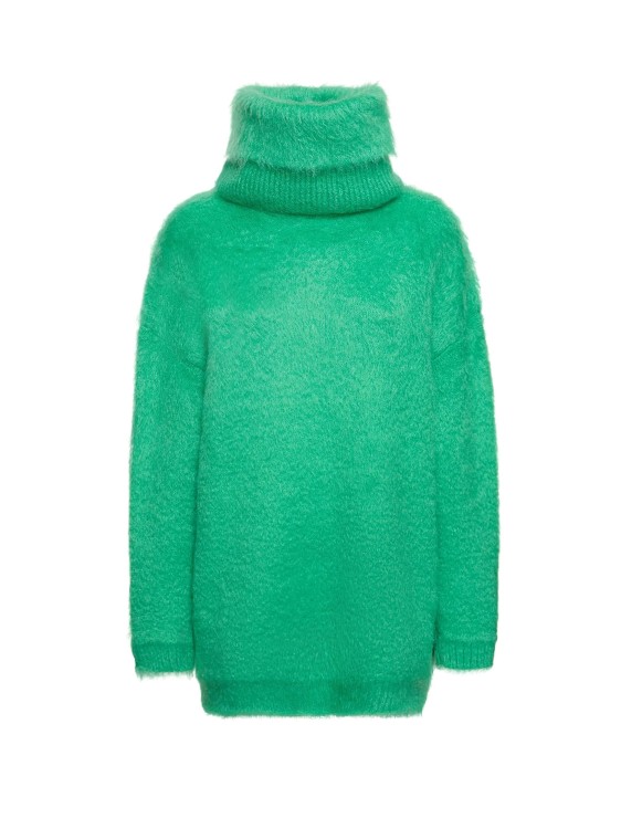 Shop Gucci Brushed Mohair Pullover Dress In Green