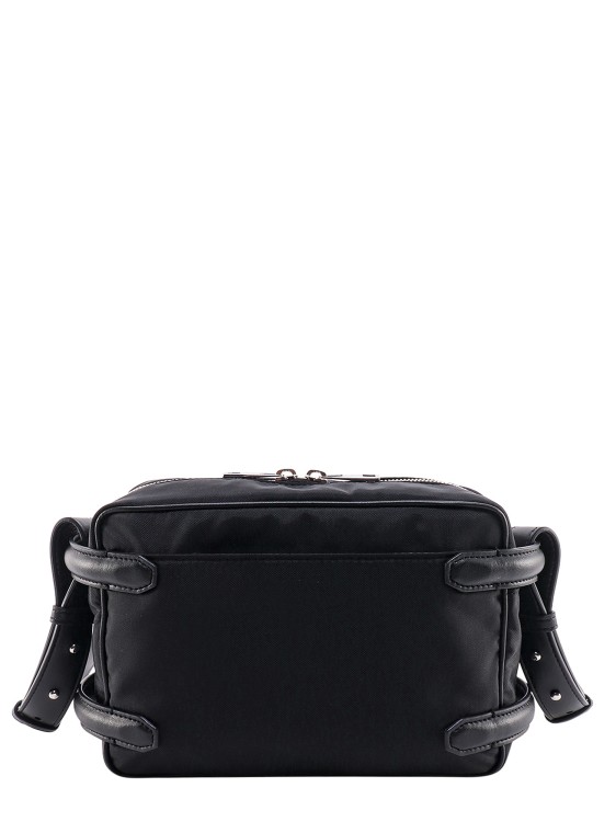 Shop Alexander Mcqueen Nylon And Leather Shoulder Bag With Frontal Logo In Black