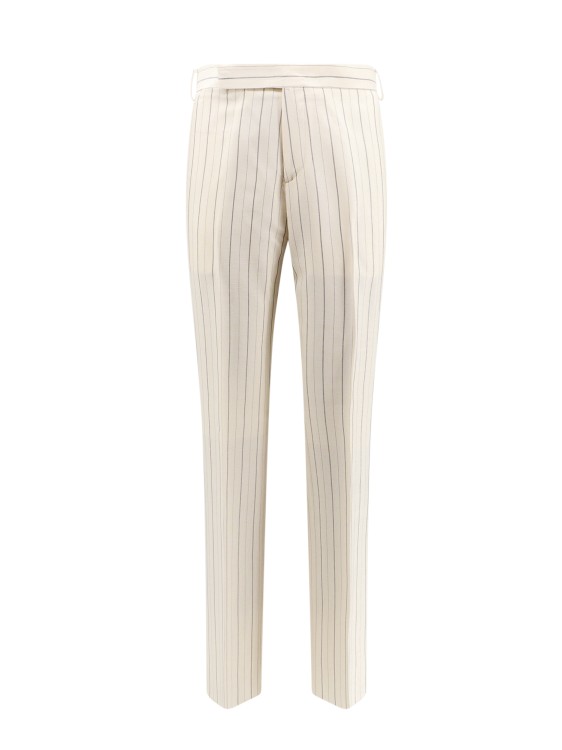 Shop Lardini Striped Viscose Trouser In Neutrals