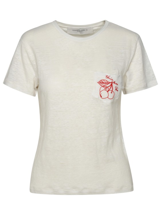 Shop Golden Goose Linen T-shirt In White