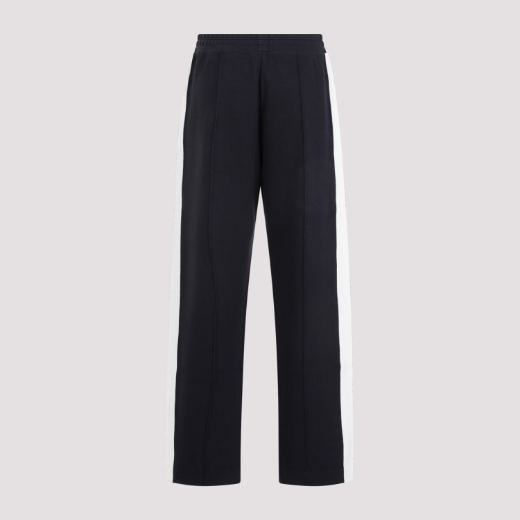 Shop Moncler Sweat Navy Polyester Track Pants In Black
