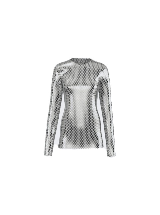 Burberry Metallic Paillette-embellished Mesh Top In Grey