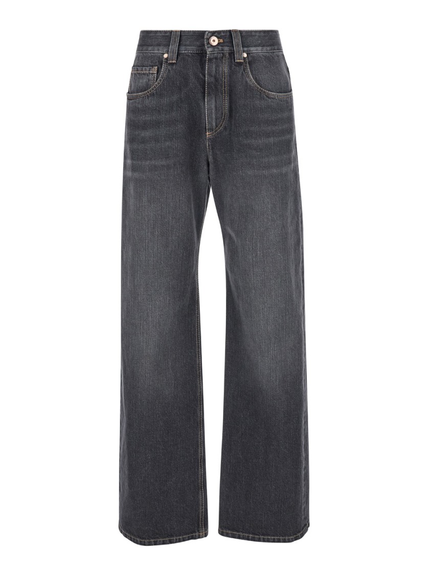 Brunello Cucinelli Black Skinny Denim Jeans In Black