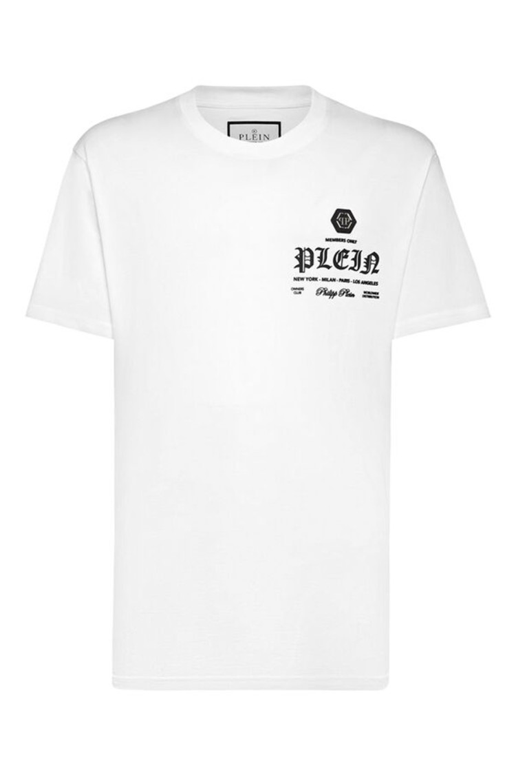 Shop Philipp Plein White Cotton T-shirt With Modern Design And Distinctive Logo Print