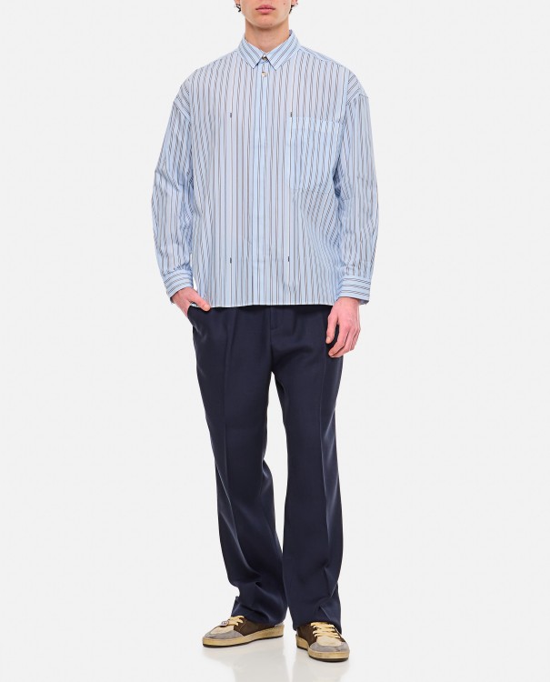 Shop Jacquemus Manches Longue Cotton Shirt In Blue