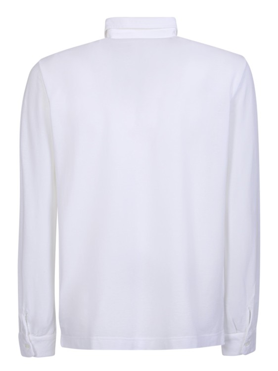 Shop Zanone White Long-sleeved Polo Shirt