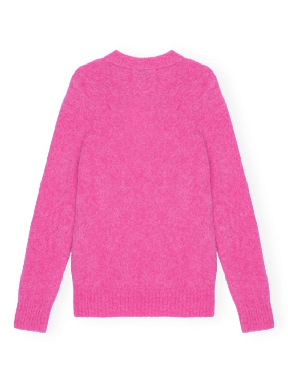 Shop Ganni Logo-embroidered Wool-blend Jumper In Pink