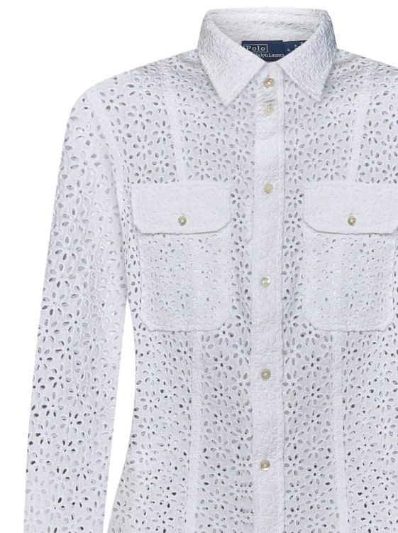 Shop Polo Ralph Lauren White Linen San Gallo Lace Shirt