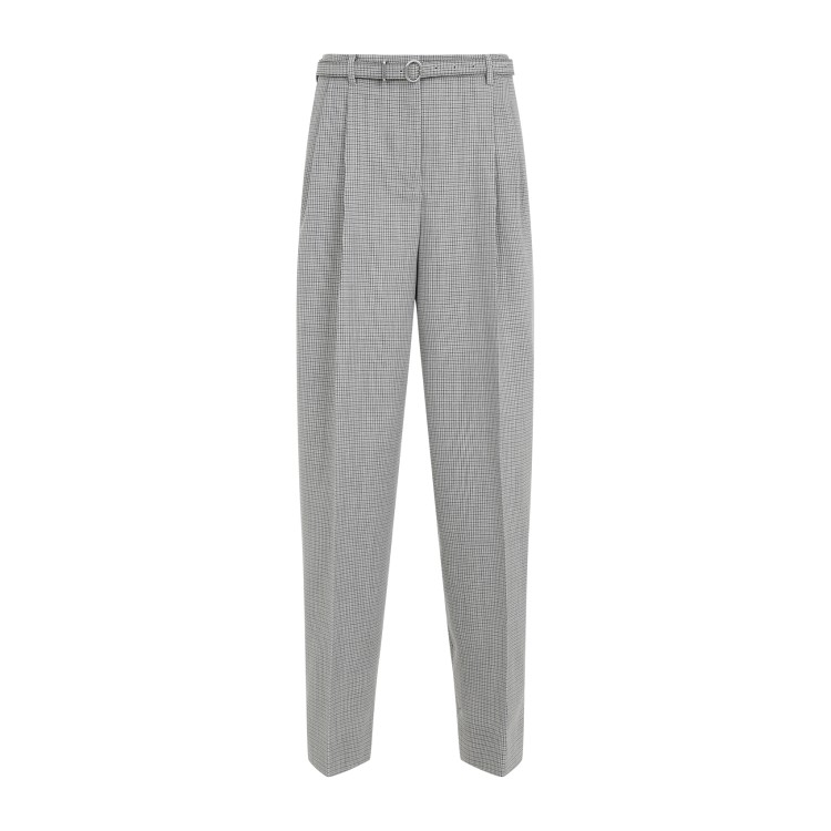 Jil Sander Tailored Check Trousers With Belt Clothing In Grey