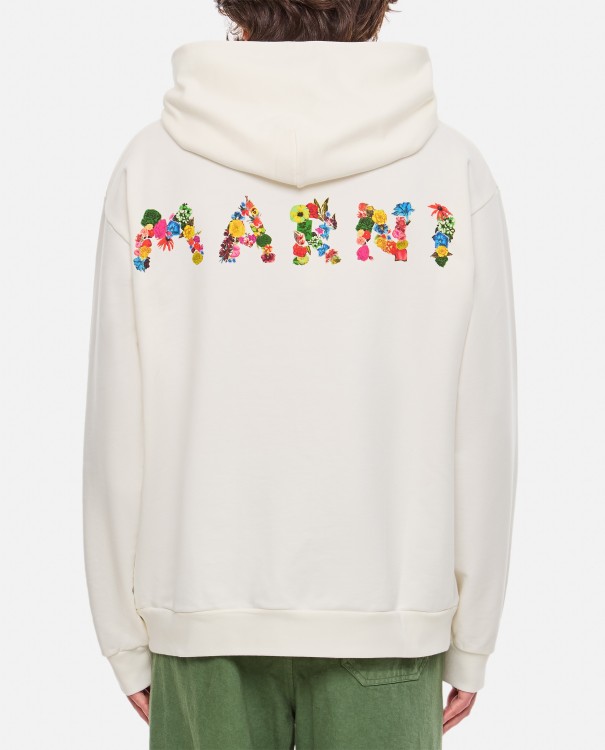 Shop Marni Cotton Hoodie Sweatshirt In Neutrals