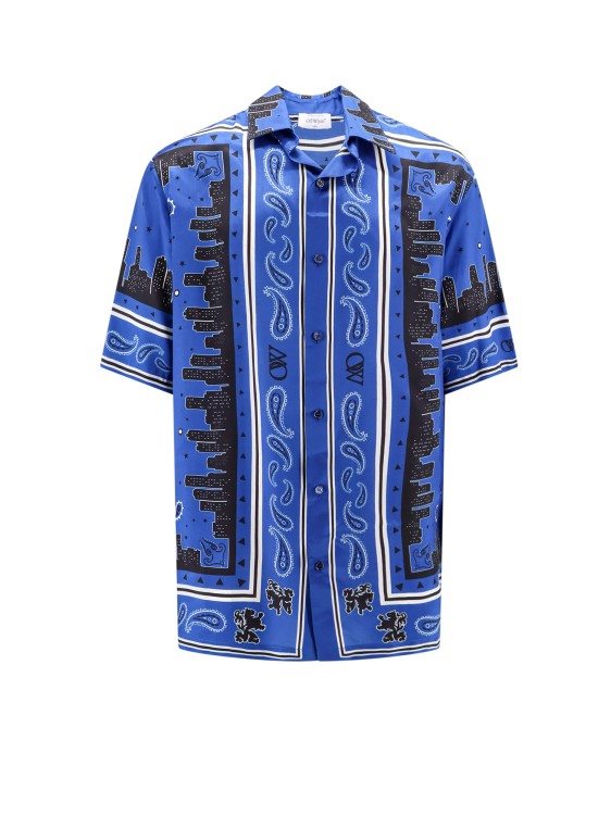Shop Off-white Sustainable Viscose Shirt With Bandana Motif In Blue