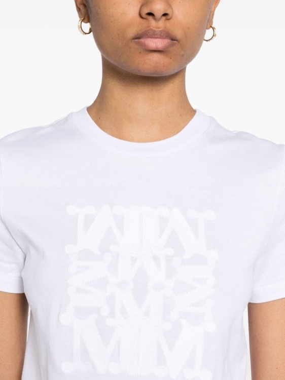 Shop Max Mara Embroidered Logo T-shirt In White