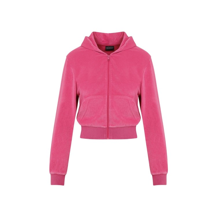 Balenciaga Women's Bb Motel Zip-up Hoodie Fitted In Dark Pink In Pink