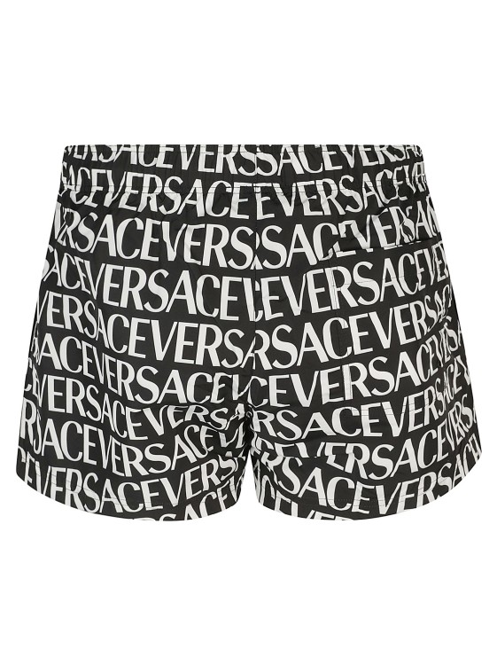 Shop Versace Logo-print Swim Shorts In Grey