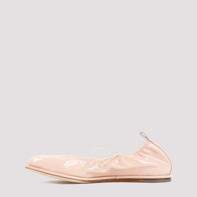 Shop Simone Rocha Pink Powder Patent Calf Leather Heart Toe Lace-up Ballerina