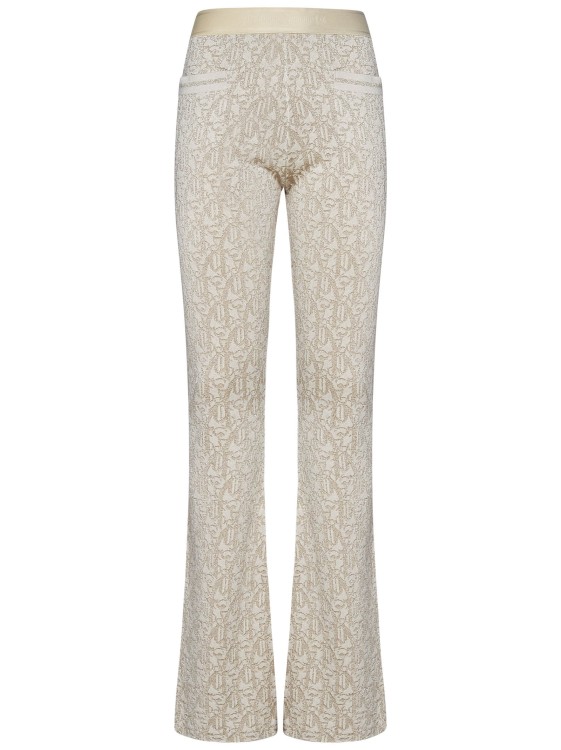 Shop Palm Angels Flared Light Beige Viscose Blend Knit Trousers In Neutrals