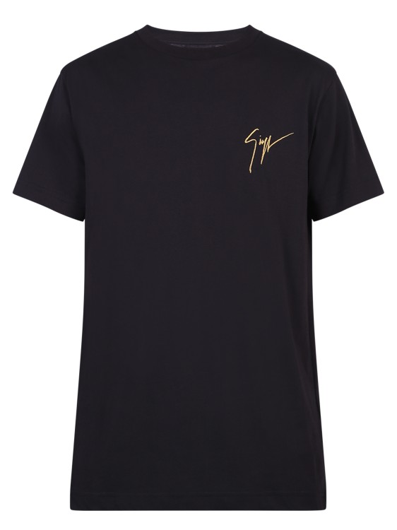Shop Giuseppe Zanotti Black Logo Embroidered T-shirt