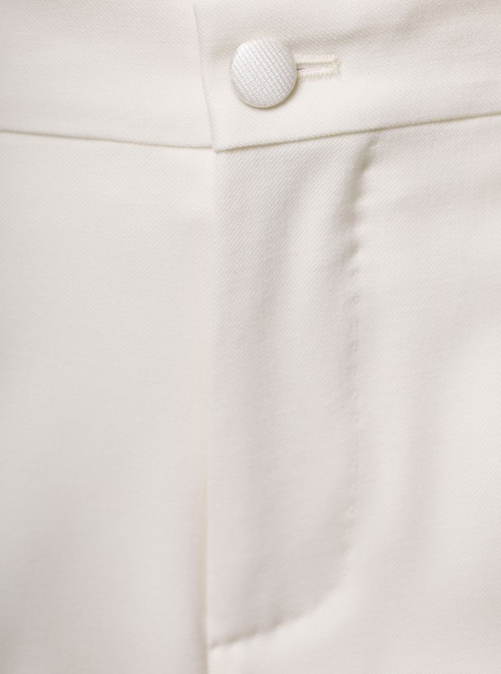 Shop Dolce & Gabbana White Slim Pants With Covered Button In Wool And Silk Blend