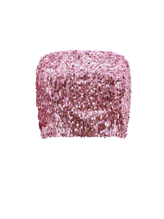 Shop Rotate Birger Christensen Top With All-over Sequins In Pink