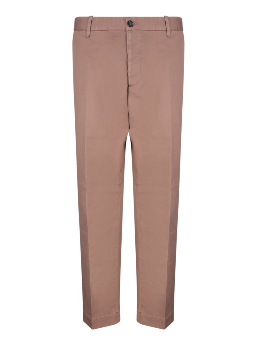Nine In The Morning Tailored Beige Trousers With Button Closure In Brown