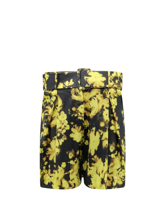 Shop Erika Cavallini Cotton Shorts With Floral Print In Black