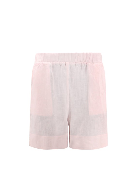 Shop Mvp Wardrobe Linen Shorts With Lateral Frayed Profiles In Pink