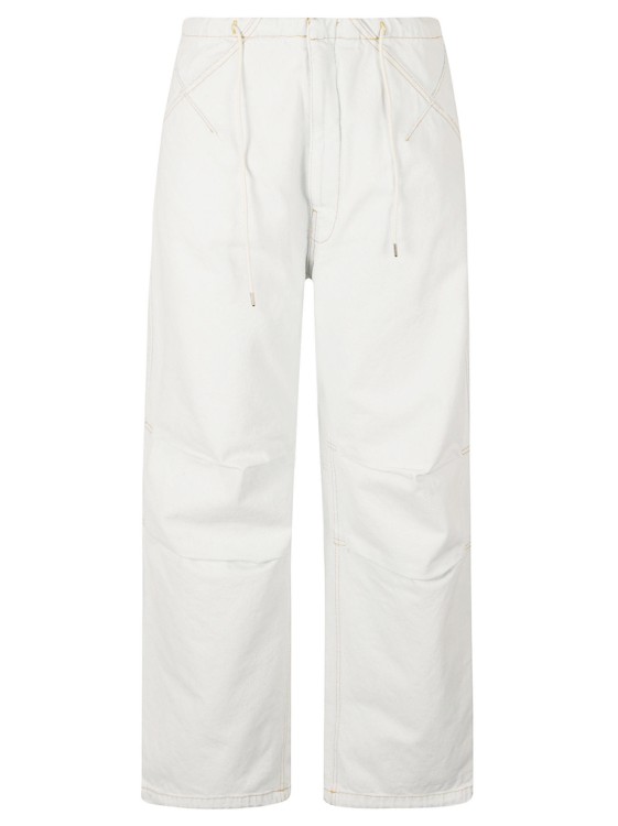 Shop Darkpark Ice Blue Cotton Denim Trousers In White