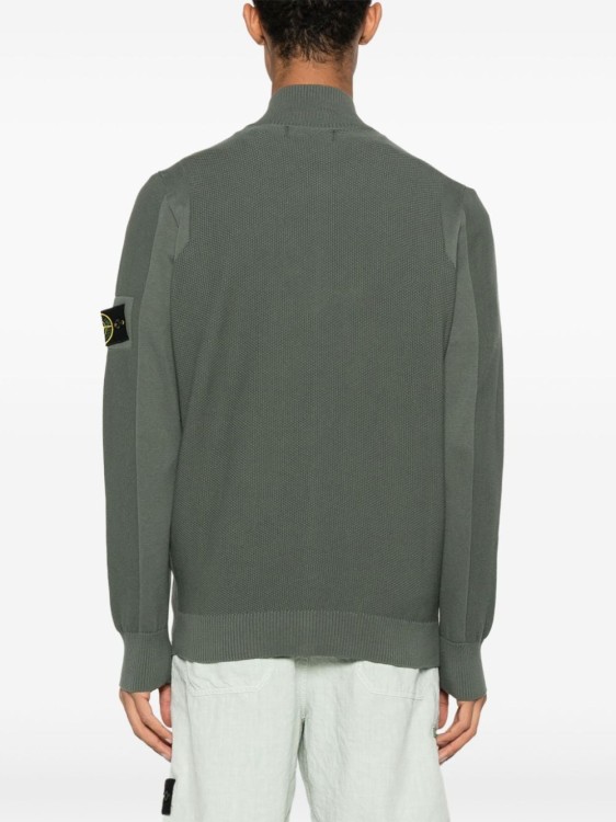 Stone Island Compasse-badge Knitted Cardigan In Green