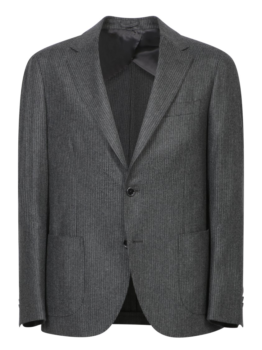 Lardini Tailored Grey Suit In Virgin Wool With Modern Fit And Pinstripe Design In Grey