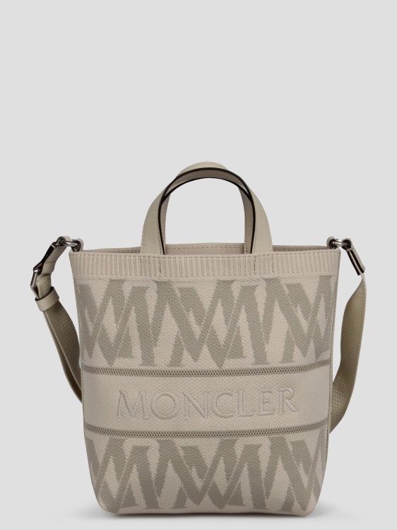 Shop Moncler Mini Knit Tote Bag In Neutrals