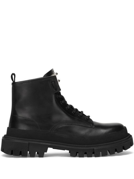 Dolce & Gabbana Lace-up Leather Ankle Boots In Black
