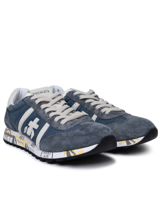 Shop Premiata Lucy' Blue Leather And Fabric Sneakers In Grey