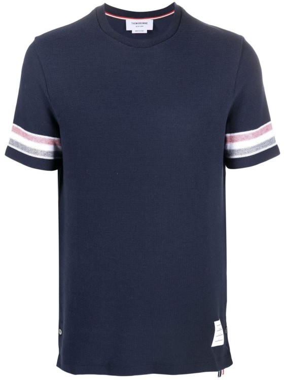 Shop Thom Browne Navy Blue Tri-colour Stripe Print T-shirt In Black