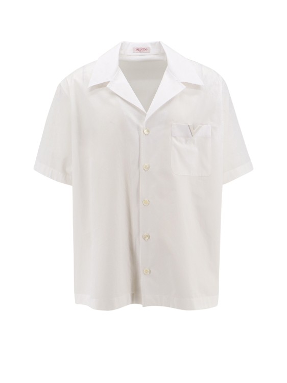 Shop Valentino Cotton Shirt With Frontal V Detail In White