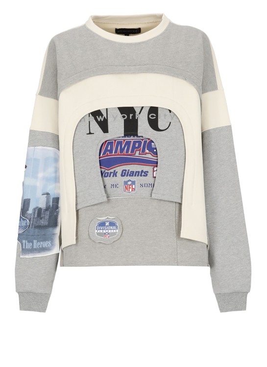 Who Decides War Men's Arched Collage Crewneck Sweater In Grey