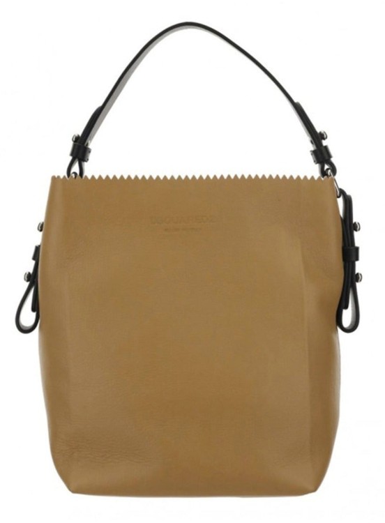 Shop Dsquared2 Beige Leather Handbag In Brown
