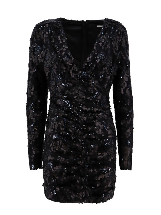 Shop Rotate Birger Christensen Mesh Dress With All-over Sequins In Black