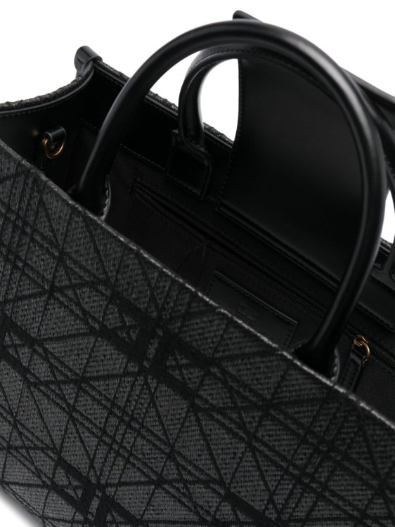 Shop Elisabetta Franchi Woven Raffia Bag In Black