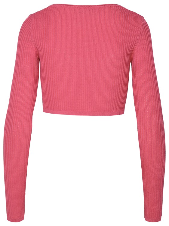 Shop Blumarine Fuchsia Viscose Blend Cropped Sweater In Burgundy