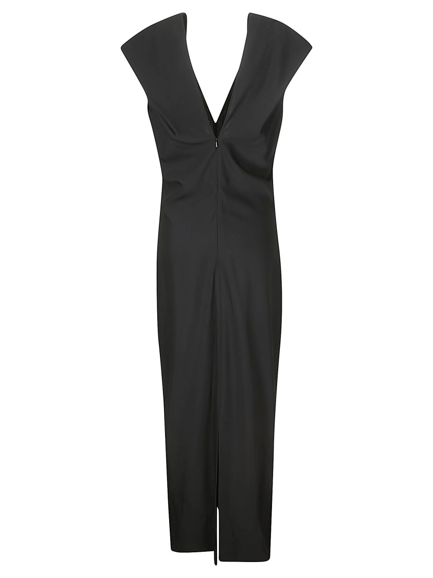 Khaite Ima Wool-blend Grain De Poudre Maxi Dress In Black