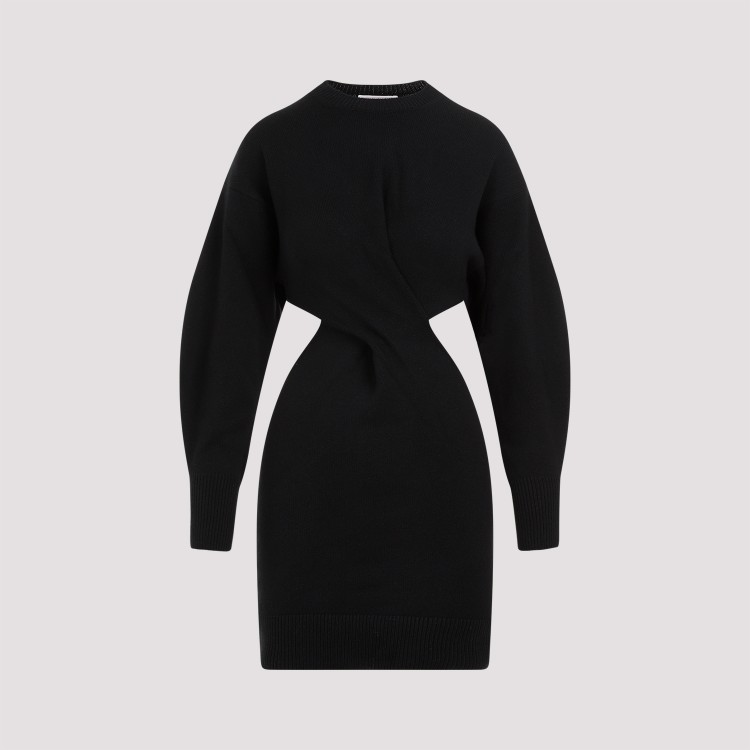 Shop Alexander Mcqueen Black Wool Mini Dress