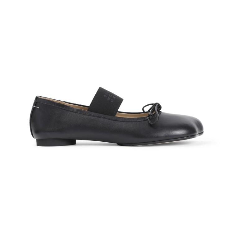 Mm6 Maison Margiela Smooth Leather Anatomical Ballerina In Black