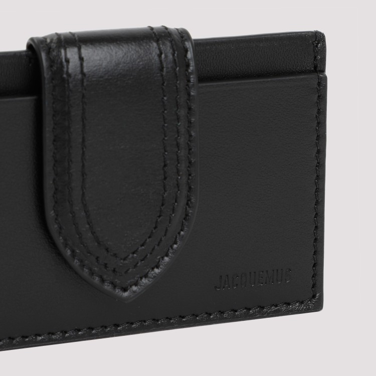 Jacquemus Black Cow Leather Le Bambino Card Case In Black