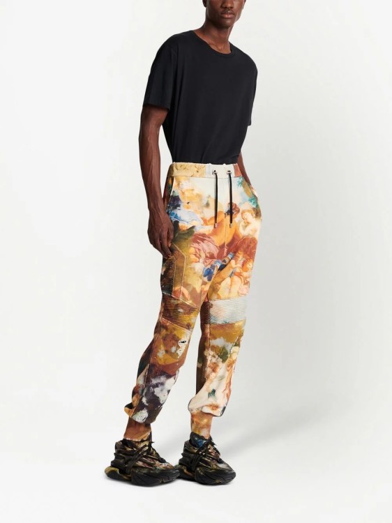 Shop Balmain Multicolored Sky Print Pants In Brown