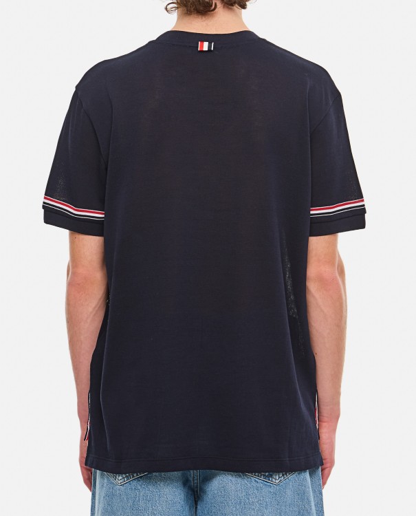 Shop Thom Browne Ribbed Cuff T-shirt In Black