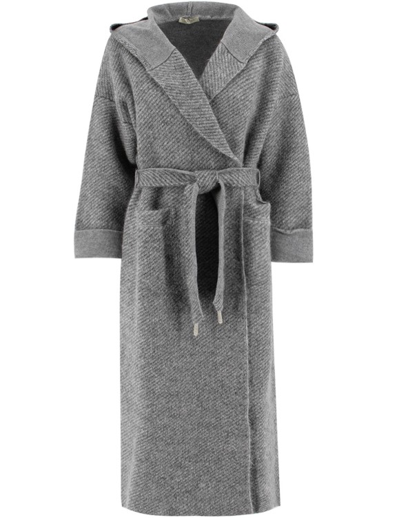 Panicale Grey Belted Hoodie Coat